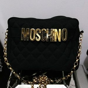 Black quilted/Canvas Inspired Moschino Bag